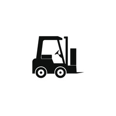 Forklift truck silhouette on white background
