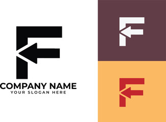 Modern growth logo design wordmark. Abstract arrow shapes logo design in letter f arrow vector illustration. Symbol, icon, creative.
