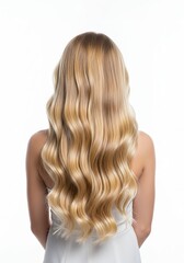Fototapeta premium Stunning Long Blonde Wavy Hair Back View Hairstyle Inspiration