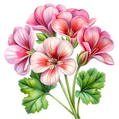 Obraz premium Hand Painted Geranium on White Background