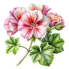 Obraz premium Watercolor Geranium Painting on White Backdrop