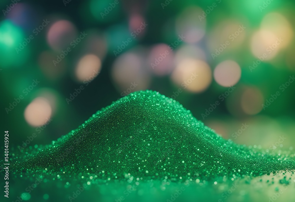 Wall mural image mesmerizing sparkling effect green glitter creating cohesive background solid particles gliste