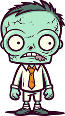 Fototapeta premium Undead Zombie with Blood-Covered Clothes Walking Zombie with Gnarled Fingers Vector