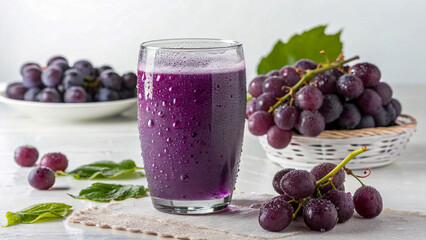 Cold Grape Juice with Condensation on Glass