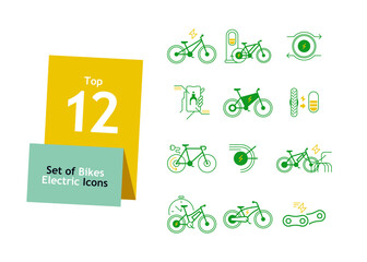 Electric bike icon set in thin line  © sone4ko