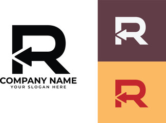 Modern growth logo design wordmark. Abstract arrow shapes logo design in letter r arrow vector illustration. Symbol, icon, creative.