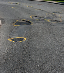 Pot holes on a UK road