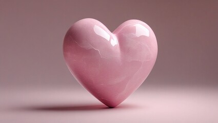 Obraz premium Pink Glossy Heart – Photorealistic 3D Design on Clean Background