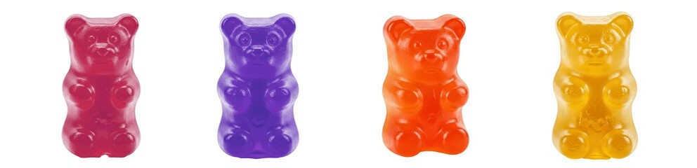 Set Of Different color Jelly bear isolated on transparent background. sweet jelly PNG 