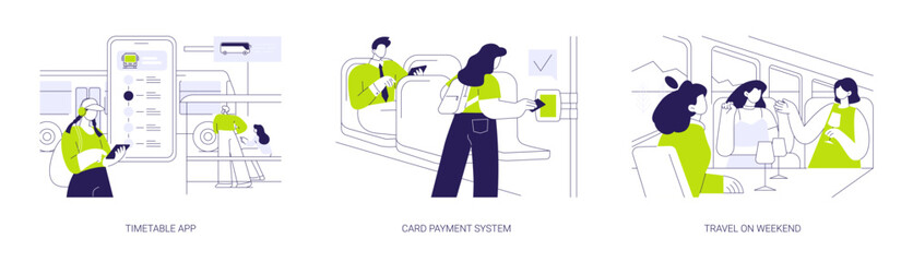 Public transport trip abstract concept vector illustrations.