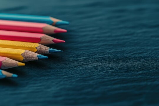 Colored pencils on dark surface