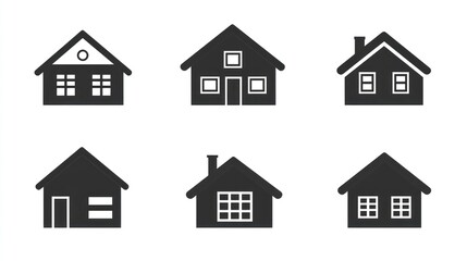 Fototapeta premium Simple illustrations of different houses against a plain white background