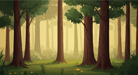 Trees growing in forest illustration art