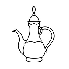 arabic tea pot icon, arabic tea pot line art - simple line art of arabic tea pot, perfect for arabic tea pot logos and icons
