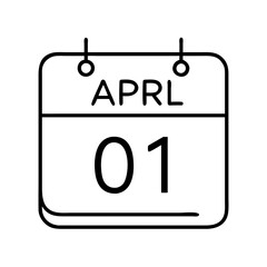  april 1 calendar icon, april 1 calendar line art - simple line art of april 1 calendar, perfect for april 1 calendar logos and icons