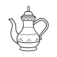 arabic tea pot icon, arabic tea pot line art - simple line art of arabic tea pot, perfect for arabic tea pot logos and icons
