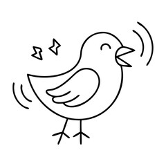 bird chirping icon, bird chirping line art - simple line art of bird chirping, perfect for bird chirping logos and icons