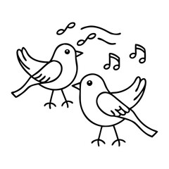 birds chirping icon, birds chirping line art - simple line art of birds chirping, perfect for birds chirping logos and icons