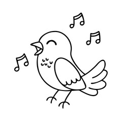 bird singing icon, bird singing line art - simple line art of bird singing, perfect for bird singing logos and icons