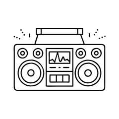 boom box with speakers icon, boom box with speakers line art - simple line art of boom box with speakers, perfect for boom box with speakers logos and icons
