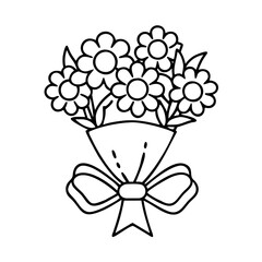 bouquet with ribbon icon, bouquet with ribbon line art - simple line art of bouquet with ribbon, perfect for bouquet with ribbon logos and icons