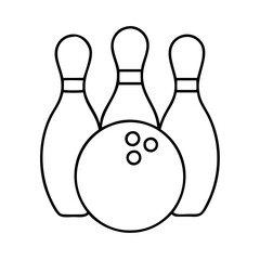 bowling ball and pins icon, bowling ball and pins line art - simple line art of bowling ball and pins, perfect for bowling ball and pins logos and icons