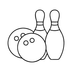 bowling ball and pins icon, bowling ball and pins line art - simple line art of bowling ball and pins, perfect for bowling ball and pins logos and icons