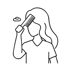 brushing hair icon, brushing hair line art - simple line art of brushing hair, perfect for brushing hair logos and icons