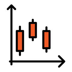 Candlestick Chart Vector Filled Icon Design