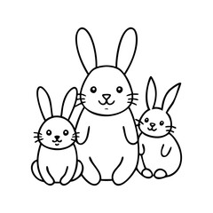 Fototapeta premium bunny family icon, bunny family line art - simple line art of bunny family, perfect for bunny family logos and icons