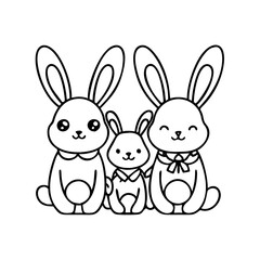 bunny family icon, bunny family line art - simple line art of bunny family, perfect for bunny family logos and icons