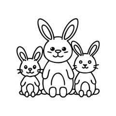 bunny family icon, bunny family line art - simple line art of bunny family, perfect for bunny family logos and icons