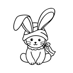 bunny in a bonnet icon, bunny in a bonnet line art - simple line art of bunny in a bonnet, perfect for bunny in a bonnet logos and icons