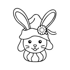 bunny in a bonnet icon, bunny in a bonnet line art - simple line art of bunny in a bonnet, perfect for bunny in a bonnet logos and icons