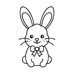 bunny with bow tie icon, bunny with bow tie line art - simple line art of bunny with bow tie, perfect for bunny with bow tie logos and icons