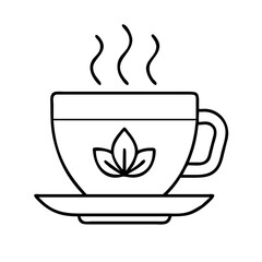 calming tea icon, calming tea line art - simple line art of calming tea, perfect for calming tea logos and icons