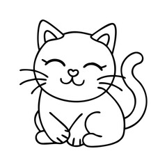 cat purring icon, cat purring line art - simple line art of cat purring, perfect for cat purring logos and icons