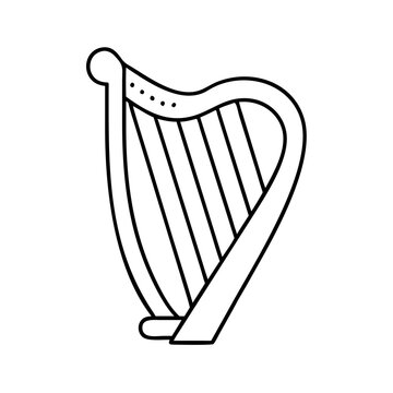 recommend clip art: celtic harp icon, celtic harp line art - simple line art of celtic harp, perfect for celtic harp logos and icons