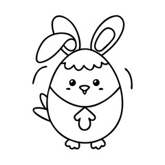 chick with bunny ears icon, chick with bunny ears line art - simple line art of chick with bunny ears, perfect for chick with bunny ears logos and icons