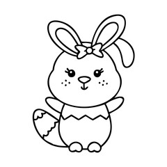chick with bunny ears icon, chick with bunny ears line art - simple line art of chick with bunny ears, perfect for chick with bunny ears logos and icons