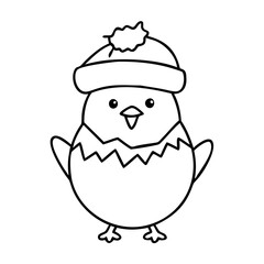 chick with eggshell hat icon, chick with eggshell hat line art - simple line art of chick with eggshell hat, perfect for chick with eggshell hat logos and icons