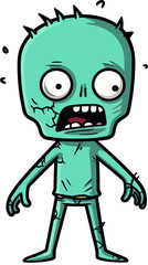 Undead Zombie with Swollen Lips PNG Horror Zombie with Battered Skin Vector