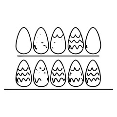 colorful eggs in a row icon, colorful eggs in a row line art - simple line art of colorful eggs in a row, perfect for colorful eggs in a row logos and icons