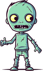 Horror Zombie with Skin Sagging Walking Zombie with Ripped Skull SVG