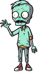 Walking Zombie with Dragging Foot Zombie with Decayed Face PNG