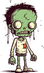 Walking Zombie with Hollow Cheeks PNG Undead Zombie with Rotting Hands Vector