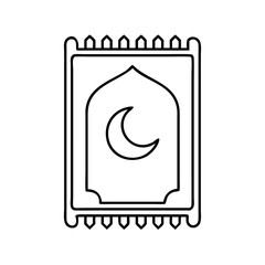 crescent on prayer mat icon, crescent on prayer mat line art - simple line art of crescent on prayer mat, perfect for crescent on prayer mat logos and icons