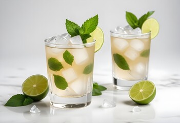 mojito cocktail on white background