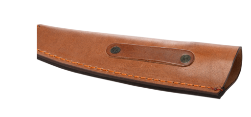 Brown leather sheath for knife on isolated background