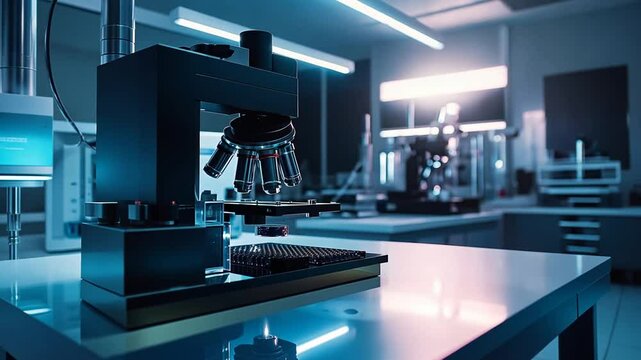 Close-up Shot of a Microscope in a Modern Research Laboratory for Scientific Progress